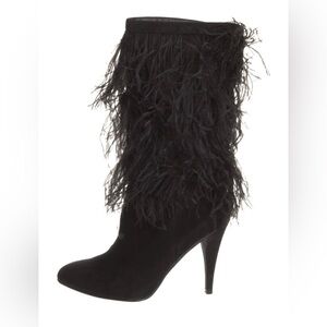 Michael Kors Black Feathered Heeled Boots